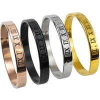 Stainless Steel Titanium Punk Bracelet Roman Numerals & Letters Vintage Cuff Casual & Streetwear Light Luxury Fashion Jewelry