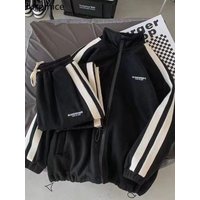 Juspinice Spring Autumn Two piece Hooded Jacket Zipper Sweatshirt Pants Suit Y2K Street Casual Sports Suit Clothing