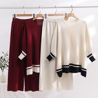 Clothing two piece suits slim fitting wide leg pants tight fitting sleeves long sleeved high elastic tops