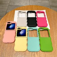 Cute Wave Frame Silicone Phone Case Samsung Galaxy Z FLip5 Z FLip4 Z FLip3 Lens Protect Shockproof bumper Back Cover