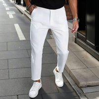 Summer Slim Fit Cropped Casual Pants Solid Business Style Slim Straight Leg Dress Pants Trendy Versatile