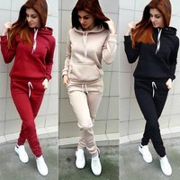 Women's casual fleece hooded tracksuit