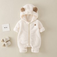 Autumn winter onesies double sided velvet warm cotton clothes hooded outdoor clothes crawling clothes