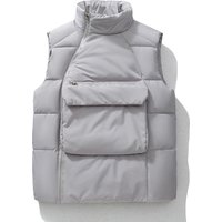  Quilted Vest – Stand Collar Fleece Lined Sleeveless Jacket Utility Pockets Slim Fit Streetwear Layering Piece 