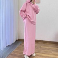 Stylish Hooded Sweatshirt & Straight Skirt Set Sporty Pockets – Casual Outfit Fall