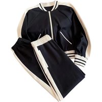 Clothing Casual Sports Suits Spring Autumn Style Trendy Stitching Baseball Sweatshirt Two Piece Suit