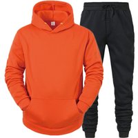 Straight Hoodie Smooth Plate Solid Sweater Sport 2 Piece Set Autumn Winter Fleece