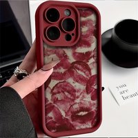 16 15 Pro Max Cases Valentines Wine Red Lip Print Case Iphone 14 13 12 11 XS XR X 7 8 Plus Cover