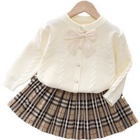 Children’s Sweater Set Women’s Treasure Sweater Dress Girls Knitted Bow Dress Two Sets