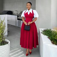 Women's Clothing autumn temperament elegant puff sleeve ladies shirt collar high waist slim dress two pieces