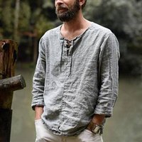 Clothing Long Sleeved Shirt T Shirt Solid Solid Cotton Linen Top T Shirt