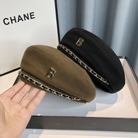Hat Niche design chain beret female autumn winter fashion painter hat temperament retro net hat tide