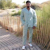 Men’s Clothing Sports Suit Men’s Linen Autumn Casual Suit Long Sleeved Fashion Workwear Trousers Foreign Trade Two Piece Set