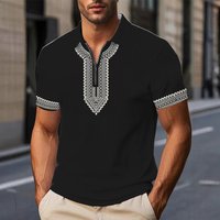Clothing Summer Fashion Trend Printed Pattern Comfortable Simple Breathable Short Sleeved Zipper Polo Shirt