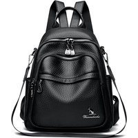 Backpack Women's Soft Leather Small Backpack 2024 New Fashionable Casual All-match Large Capacity Multi-layer Portable Shoulder Crossbody Bag