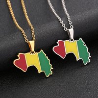 Trendy Jewelry Design Sense Stainless Steel Guinea Map Necklace Men's and Women's Couples sweater chain Accessories