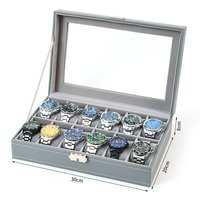 Premium Leather Watch Box With Removable Eyewear Tray – Multi-Functional Storage For Watches & Sunglasses (6 Watch + 3 Eyewear Slots, Black/Gray)