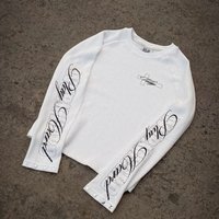 Retro Cross Waffle Long Sleeve T-Shirt Vintage Gothic Style Top With Metal Studs And Sleeve Print Slim Fit Streetwear