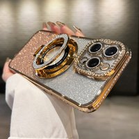 Plating Flash Glitte Magnetic Holde Phone Case Fo IPhone 11 12 13 14 Po Max Bumpe Potecto On 15 Plus