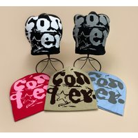 Trendy Unisex American Style Letter Print Jacquard Knit Beanie - Warm Streetwear Hip Hop Pullover Hat For Men & Women