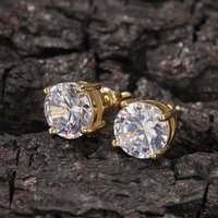Women's Jewelry Classic Round Large Zircon Hip Hop Earrings 925 Silver Needle Fashion Earrings