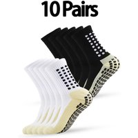 10 Pair Pack Professional Training Soccer Socks Thickened Terry Cloth Sole Mid Calf Adhesive Backing Non-Slip Men's And Women's Sports Socks