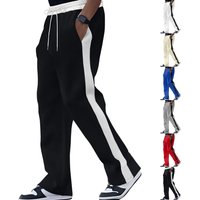 Pantalones deportivos de forro polar grueso con cordón para hombre, pantalones deportivos informales, cómodos y de tiro alto, con pierna recta.