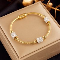 Creative Personality Fashion Niche Full Diamond Titanium Steel Magnetic Clasp Round Bracelet