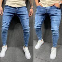 high quality frayed small foot stretch jeans skinny jeans