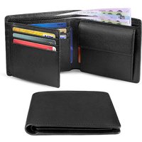 Men’s Bags Simple Fashion Plain Tri Fold Men's Wallet Genuine Leather Multi Card Slot ID Card Holder