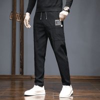 Clothing autumn thin six pocket denim jacquard high elastic trend fashion ultra thin trousers breathable breeches