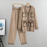 Autumn Winter Knitted Cardigan Autumn Temperament Two piece Suit