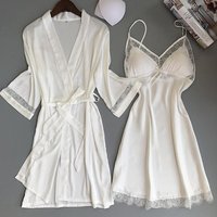 Summer Sexy Sleeveless Dress Lace Trim Robe Nightwear Comfortable Ice Silk Pajamas Homewear