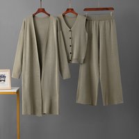 Clothing Autumn winter sweater cardigan jacket versatile bottoming shirt wide leg pants fashionable three piece suit