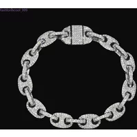 Pass Diamond Tester VVS Ice Out Moissanite Coffee Beans Cuban Link Chain 8mm Bracelet Sier Fine Jewelry Man Woman