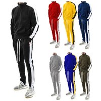 Men's Clothing Contrast Color Tracksuit Casual Stand Collar Sweatshirt And Drawstring Pants Zipper Long Sleeve Jacket And Trousers Men Set