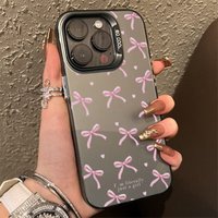 Love Heart Bow Design Phone Case IPhone 16 Pro Max 15 14 13 12 11 X XR 7 8 Plus SE 2022 Shockproof Matte Hard Back Cover