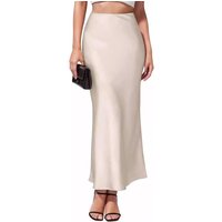 DEW Elegant High Waist Mermaid Pencil Skirt Stretch Acetate Satin Tailored Work Skirt Office To Dinner