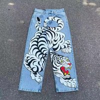 Clothing Fashion brand ins straight trousers hip hop jeans HIPHOP street dance graffiti tiger print loose wide legs