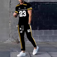 Men's 3D Print Short Sleeve T-Shirt And Pants Set Casual Athleisure Two-Piece Outfit