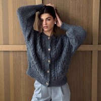 Retro Cable Knit Cardigan Sweater Autumn Winter Casual Open Front Long Sleeve Loose Fit Coat