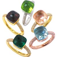 Faceted Multi-colored Gemstone Copper Ring Geometric Square Sizes 6-9 Fashion Jewelry For Women