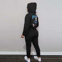 Women's Casual Printed Tracksuit With Fleece Hoodie Two-piece Hoodie