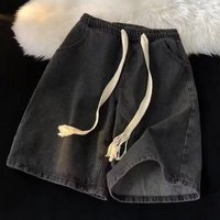 Clothing Denim Shorts Summer Casual Denim Shorts Drawstring Elastic Waist Loose Retro High Street Pants