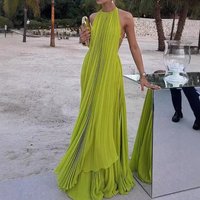 Clothing Summer Fashion Leisure Off Shoulder Sleeveless Solid Pleated Two Piece Suit