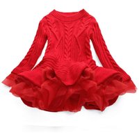 Kid’s Clothing 2024 autumn and winter children’s clothing knitted long sleeved girls princess dress sweater dress