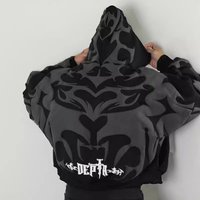 Clothing Y2K dark Gothic print zipper sweater hoodie autumn winter warm wholesale