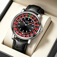 LIGE Fashion Rotating Dial Las Vegas Roulette Desktop Watch Men Waterproof Luminous Quartz Watches Creative Clock