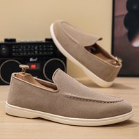 SHLIANG Large Shoes Retro British Style Slip On Loafers Casual Soft Bottom Lazy Mans Shoes Breathable Round Toe Non Leather Y0663