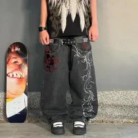 Y2K Streetwear Baggy Jeans Haruku Trend Embroidery Pattern Hip Hop Vintage Denim Pants Straight Casual Wide Leg